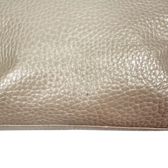 Brighton Metallic Cream Pebbled Leather Dual Handle Satchel U197302 Tassel Charm - Picture 10 of 14